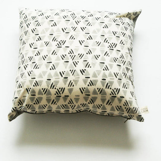 Rustic Loom Gray Triangle Cotton Blockprinted Square Pillow