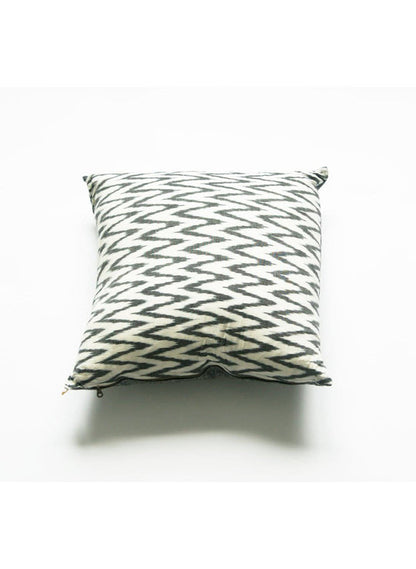 Rustic Loom Gray and White Chevron Cotton Ikat Square Pillow