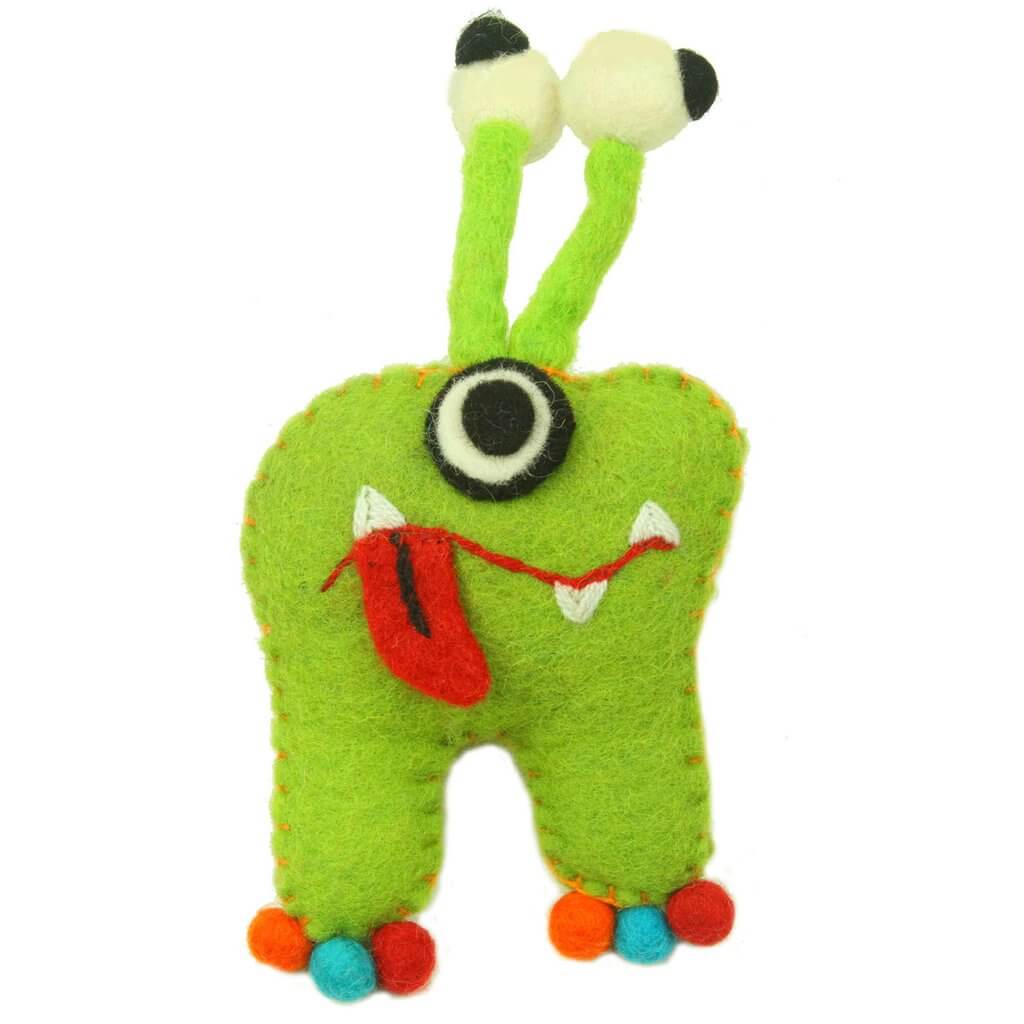 Global Groove Hand Felted Green Toothed Monster with Bug Eyes
Jungle Pillows