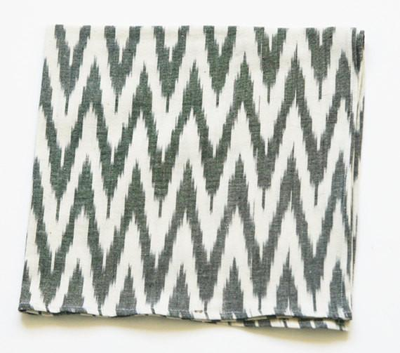 Rustic Loom Gray and White Chevron Cotton Ikat Square Pillow