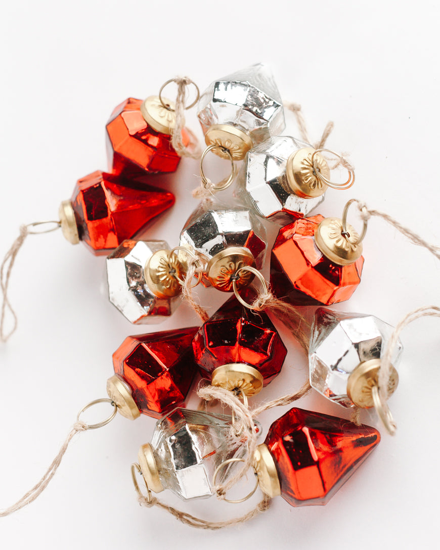 Acacia Creations Set of 6 Glass Jewel Holiday Ornaments