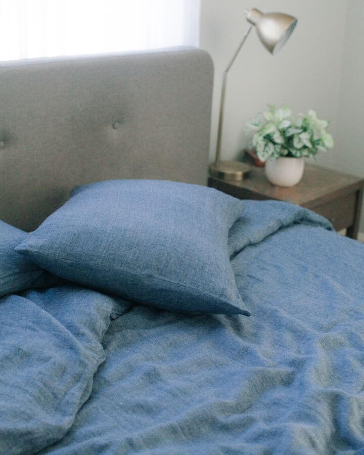 Creative Women Linen Duvet Cover Set in Denim Blue