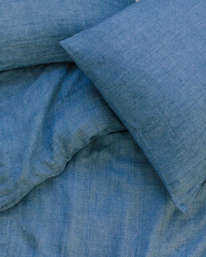 Creative Women Linen Duvet Cover Set in Denim Blue