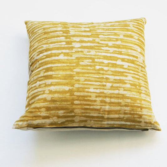Rustic Loom Maize Yellow Linen Batik Blockprinted Square Pillow