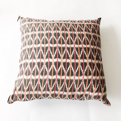 Rustic Loom Orange Pink Triangle Stripe Cotton Ikat Woven Pillow