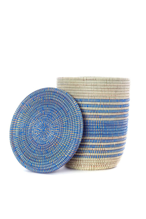 Set of Three Blue Ebb & Flow Striped Hampers | Jungle Pillows ...