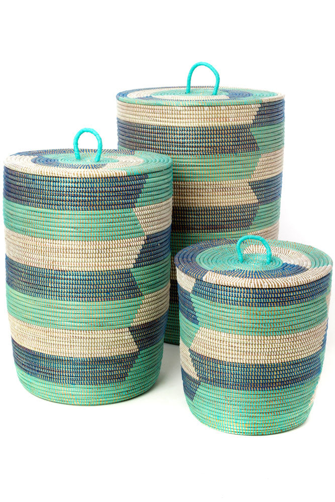 Swahili African Modern Set of Three Blue Sahara Hamper Baskets
Jungle Pillows