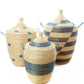 Swahili African Modern Set of Three Blue and Cream Mixed Pattern Hampers
Jungle Pillows