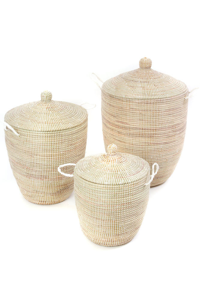 Swahili African Modern Set of Three Solid White Hampers
Jungle Pillows