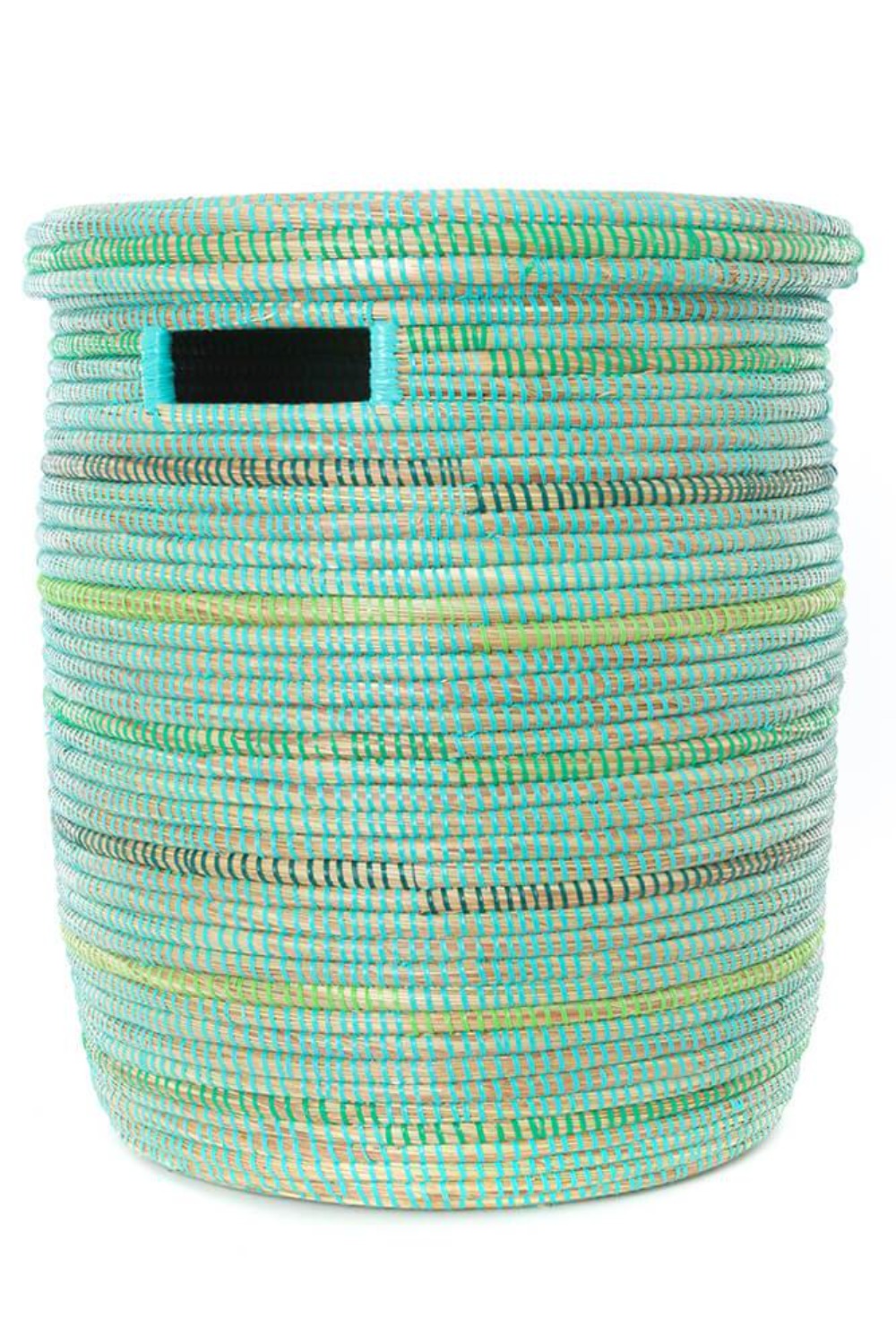 Swahili African Modern Seaside Stripes Flat Lid Storage Basket