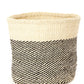 Swahili African Modern Set of Three Black and Cream Twill Sisal Nesting Baskets