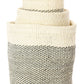 Swahili African Modern Set of Three Gray and Cream Twill Sisal Nesting Baskets