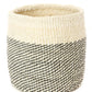Swahili African Modern Set of Three Gray and Cream Twill Sisal Nesting Baskets