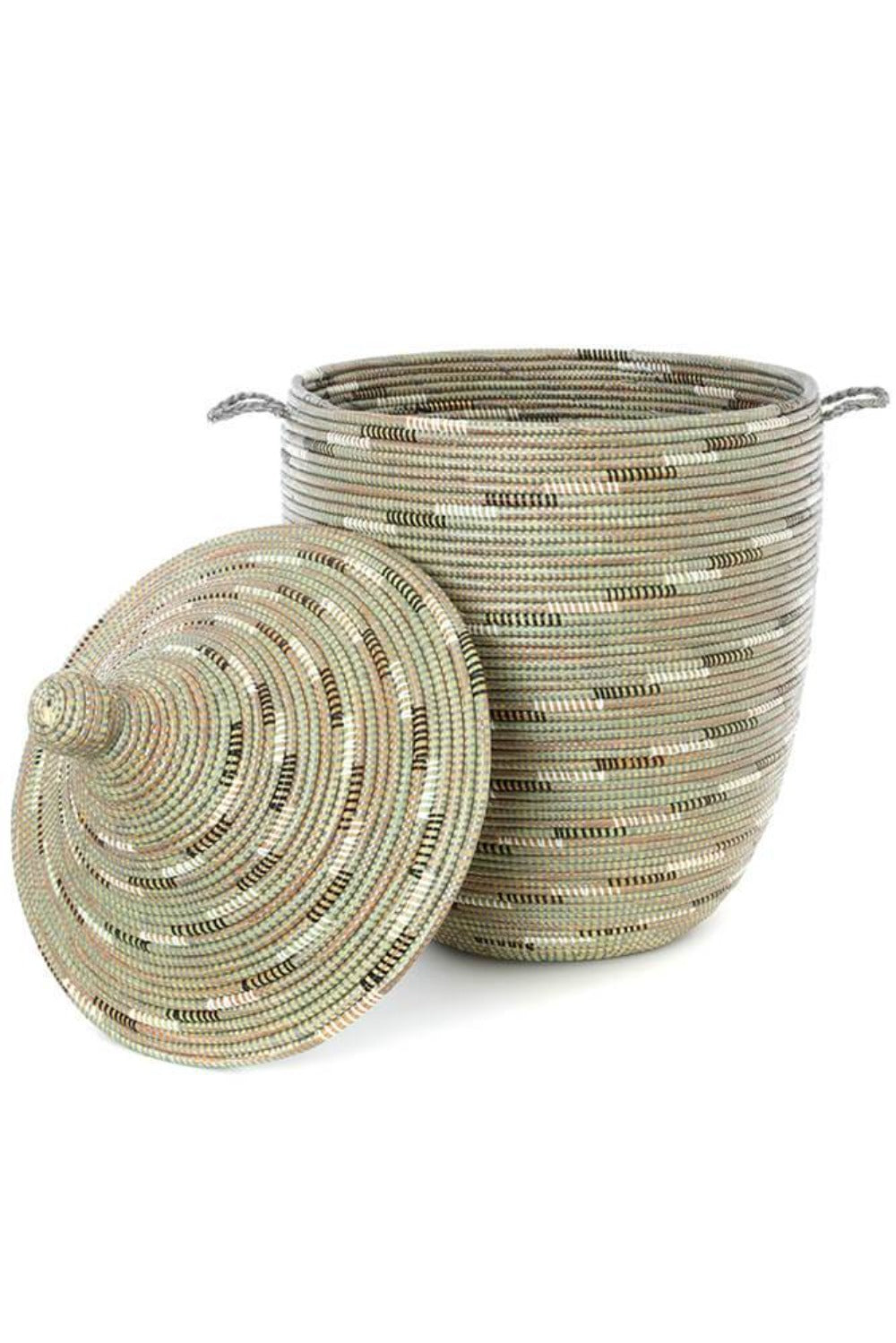Swahili African Modern Silver Swirl Large Laundry Hamper Basket