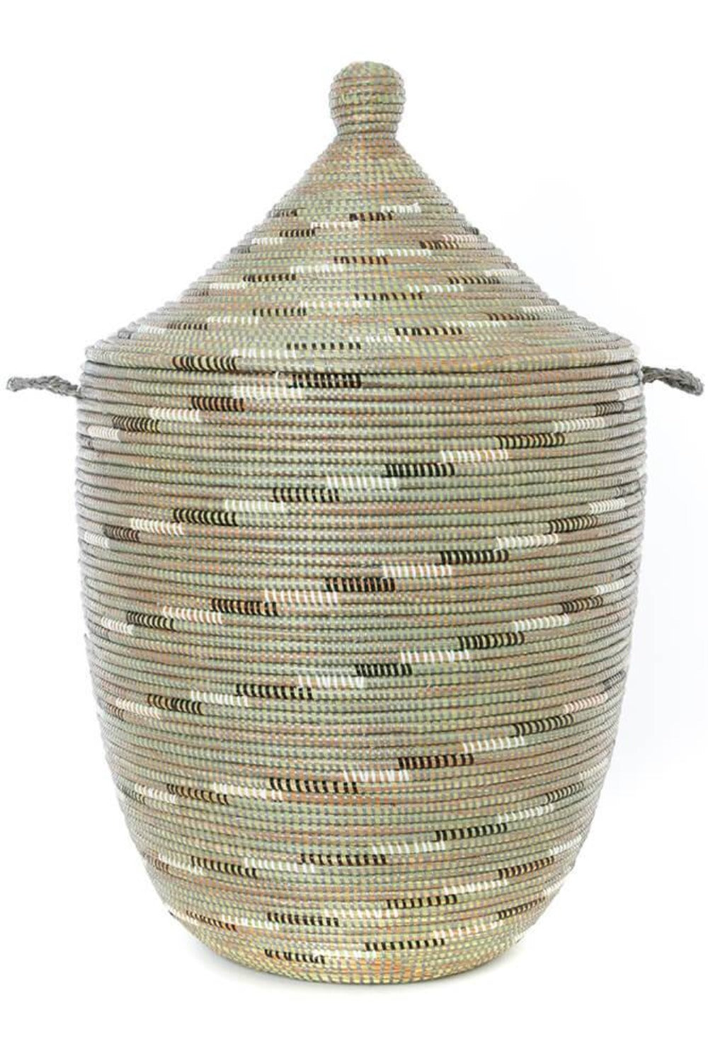 Swahili African Modern Silver Swirl Large Laundry Hamper Basket