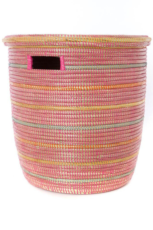 Swahili African Modern Sunrise Stripes Flat Lid Storage Basket