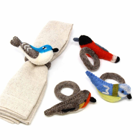 Global Groove Hand-Felted Bird Napkin Rings