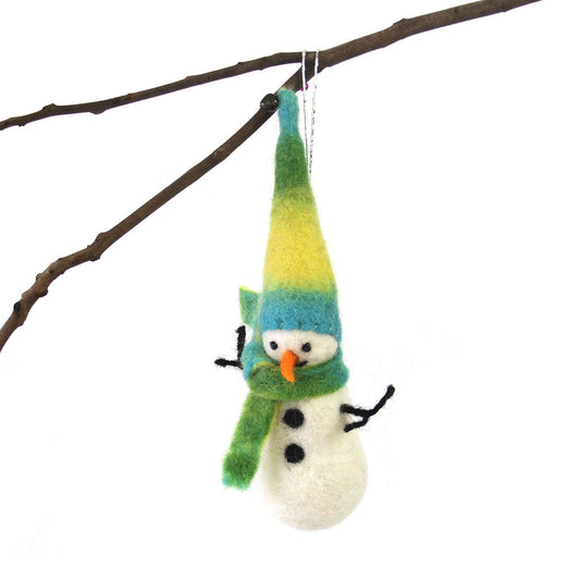 Global Groove Hand Felted Snowman Holiday Ornament
