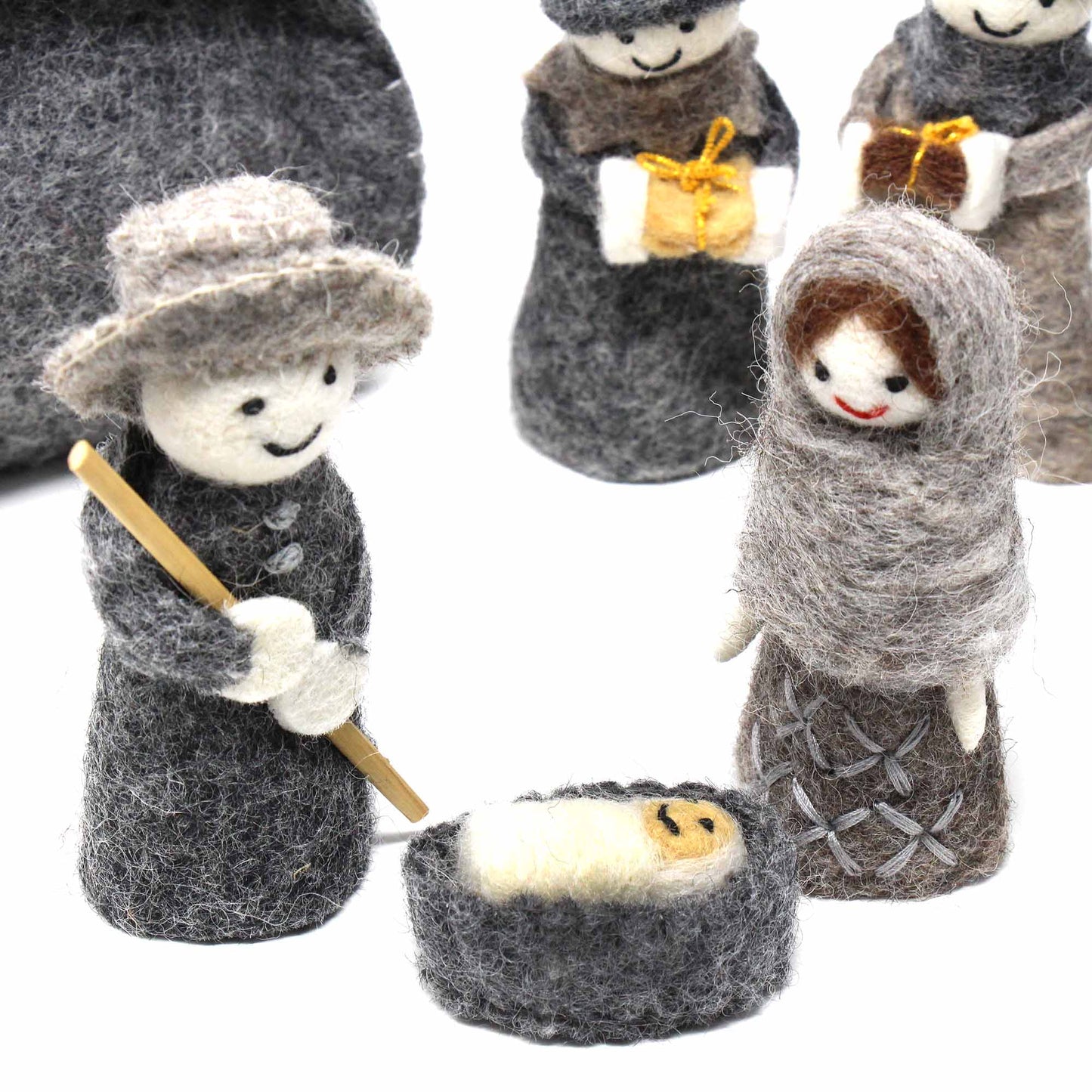 Global Groove Felted Nativity 12-Piece Set