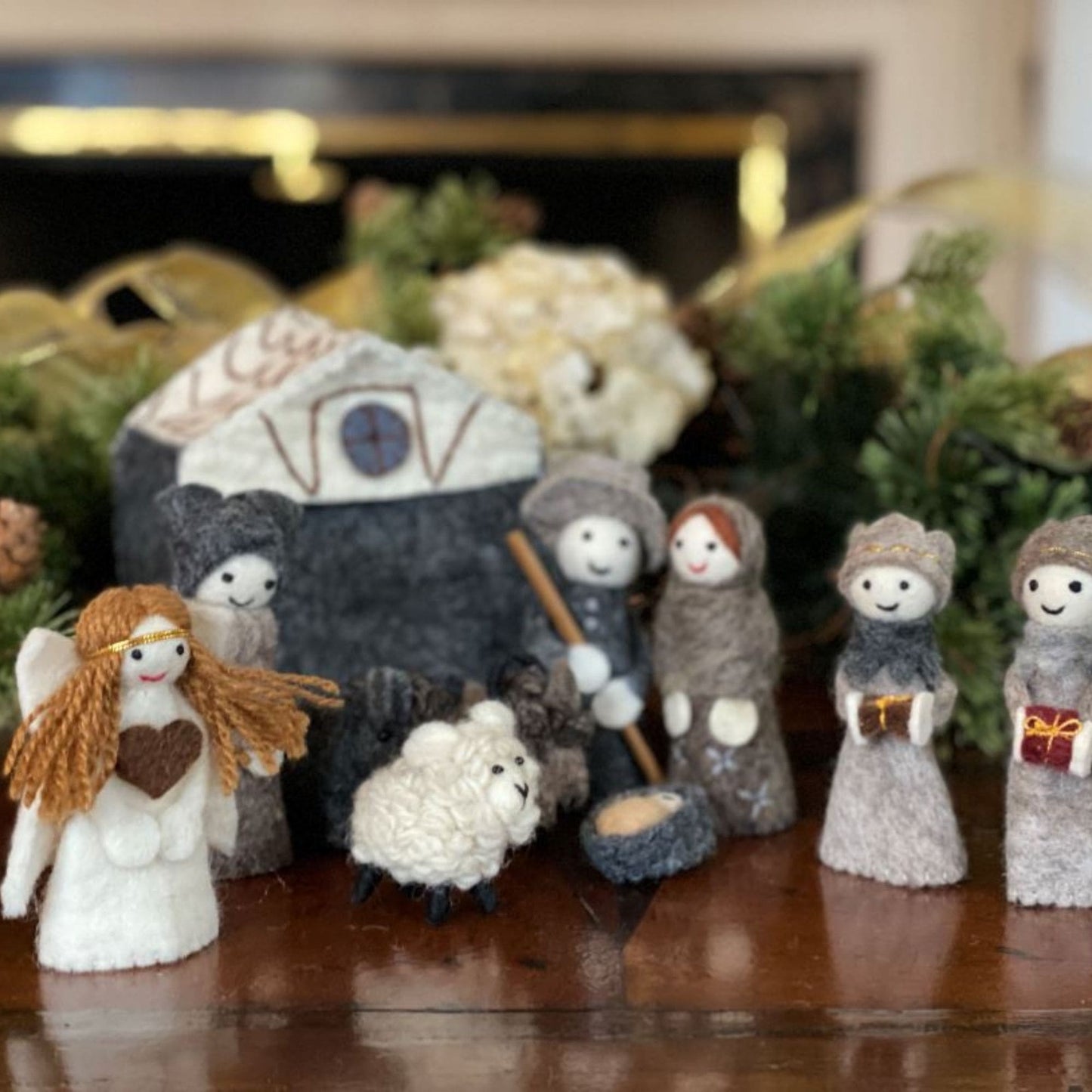 Global Groove Felted Nativity 12-Piece Set