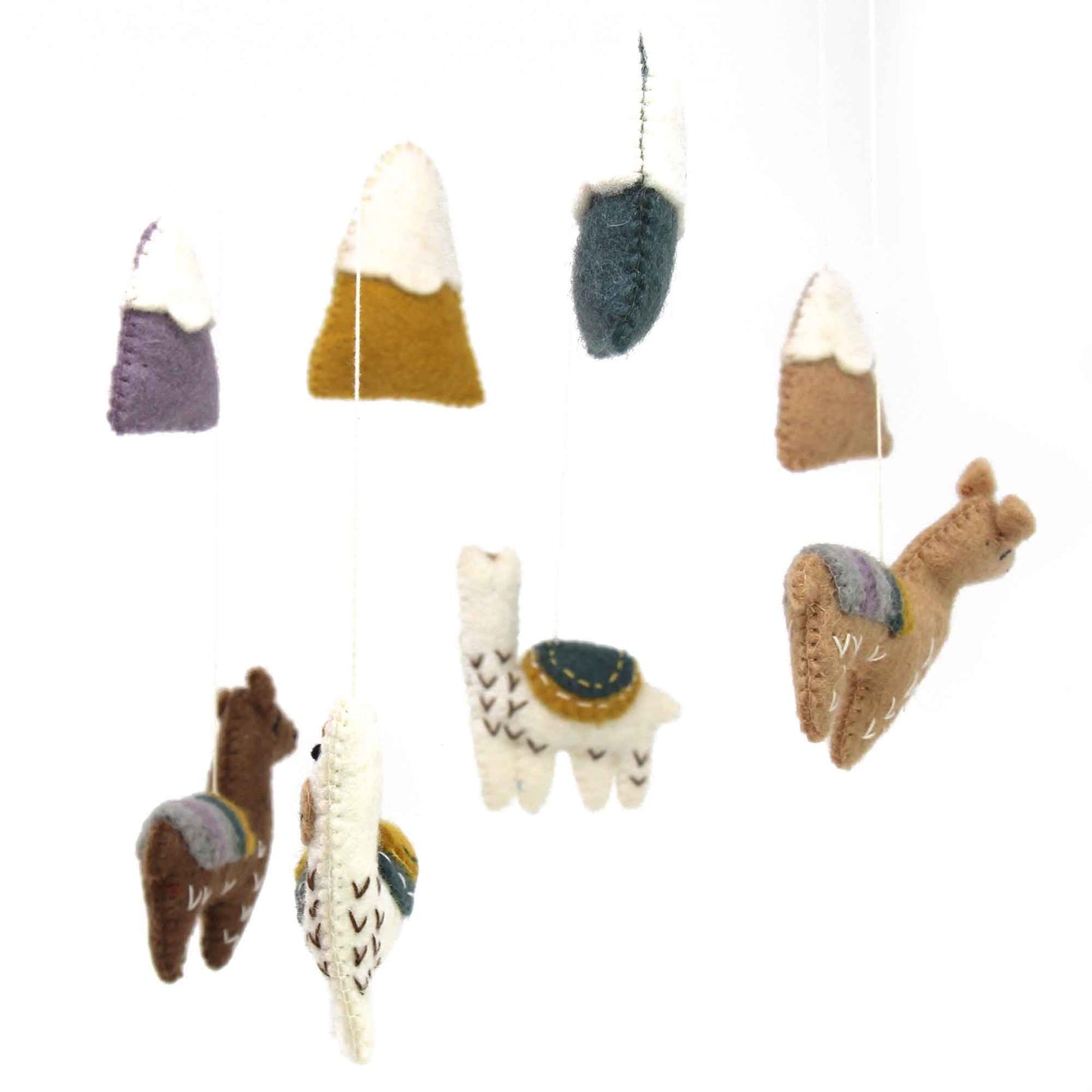Global Groove Handcrafted Felt Little Llamas Mobile