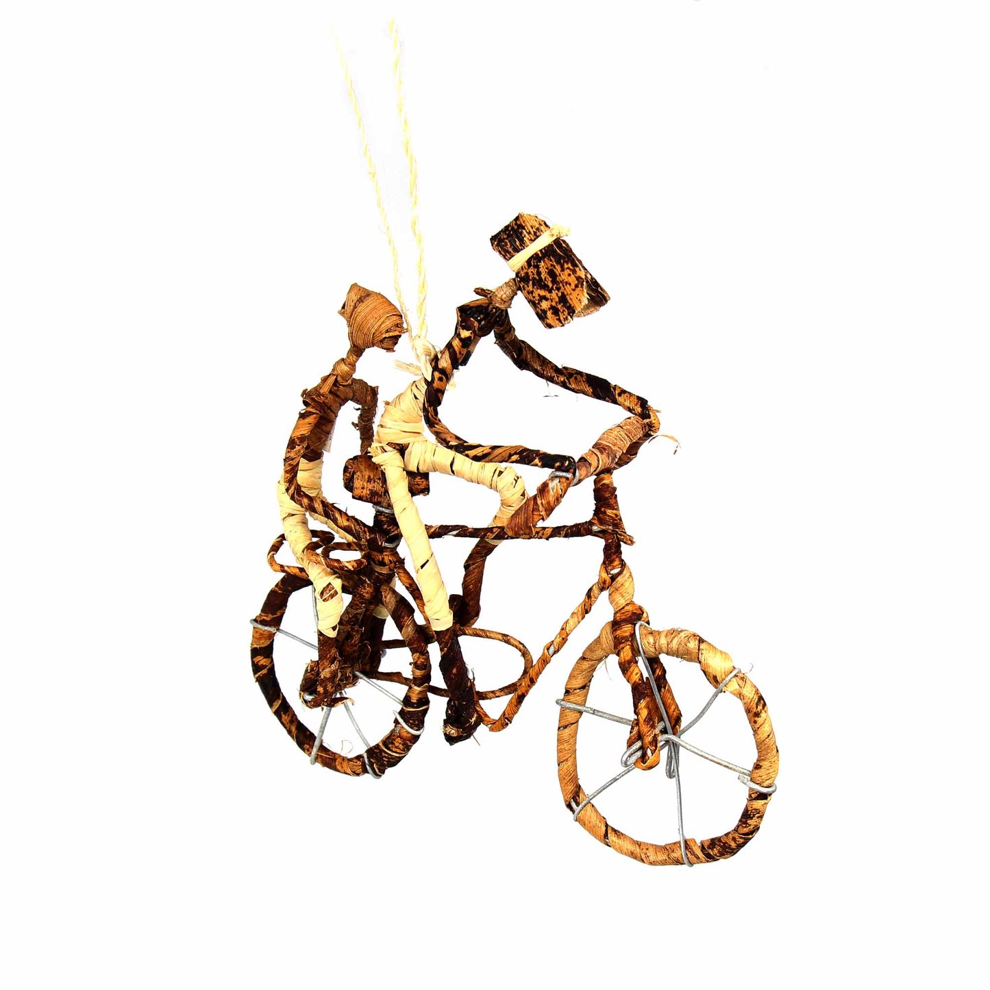 Esther Karioki Banana Fiber Bicycle Holiday Ornaments Set of 2