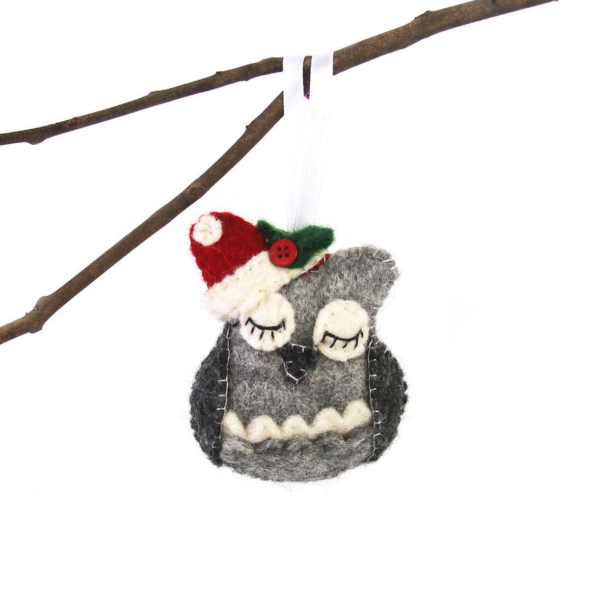 Global Groove Hand Felted Owl Holiday Ornament