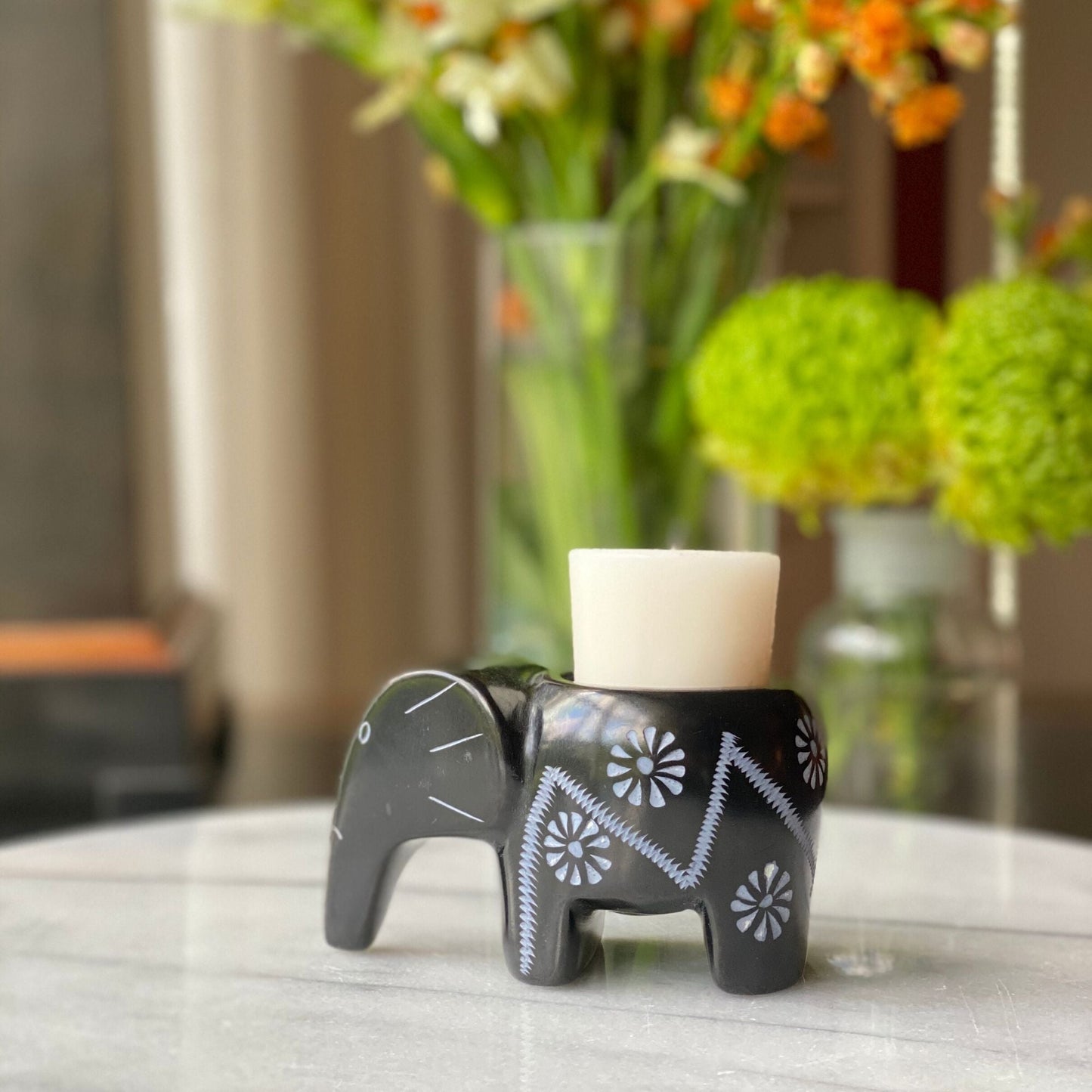 SMOLArt Elephant Soapstone Tea Light