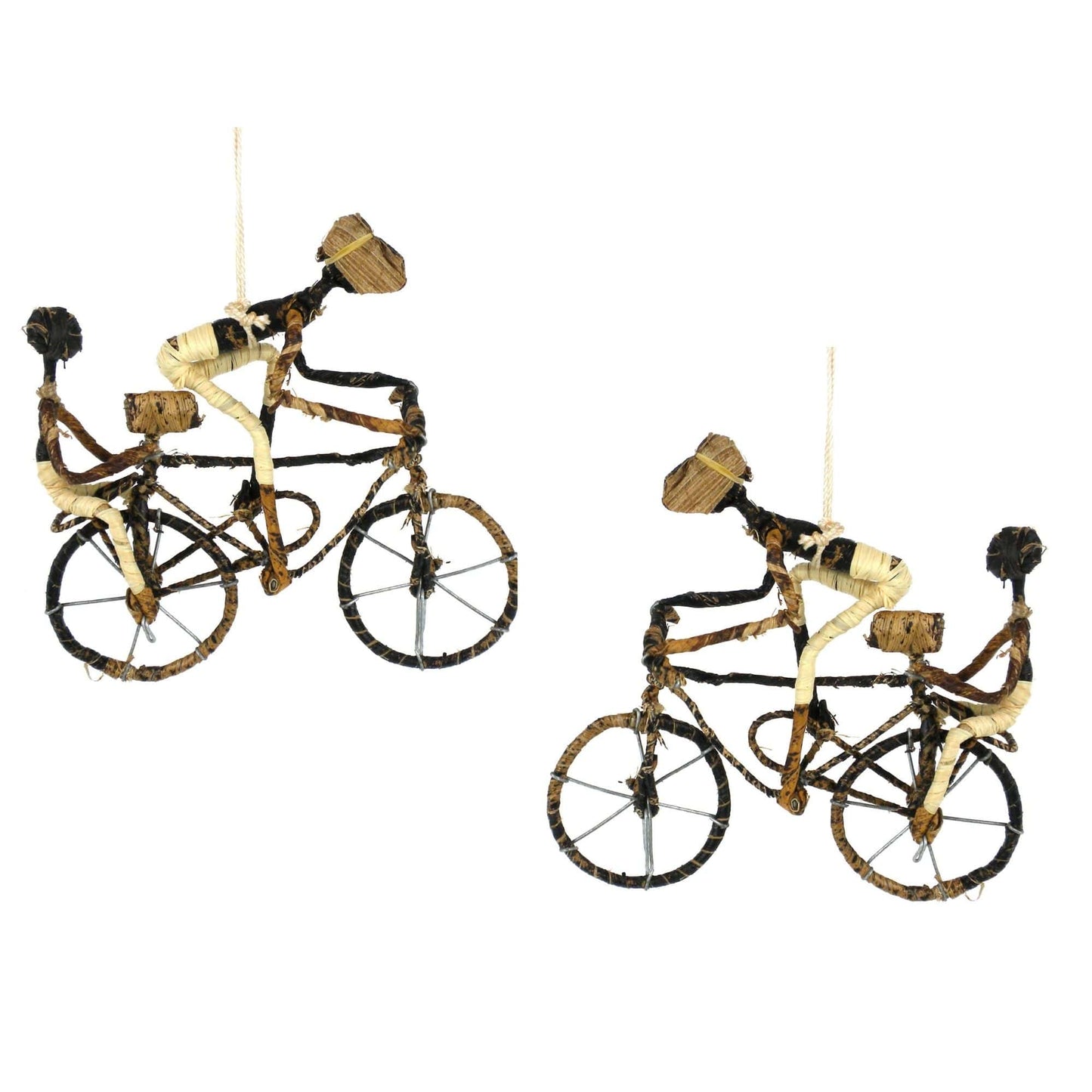 Esther Karioki Banana Fiber Bicycle Holiday Ornaments Set of 2