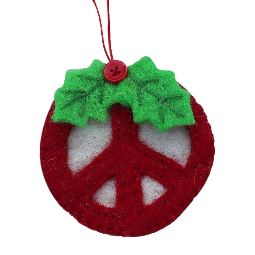 Global Groove Red Peace Sign Ornament