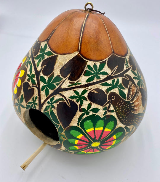 Blossom Inspirations Forest Painted and Carved Gourd Birdhouse