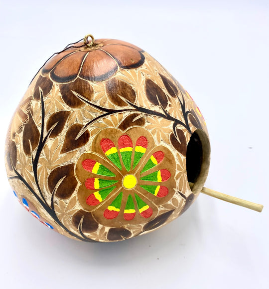 Blossom Inspirations Forest Painted and Carved Gourd Birdhouse