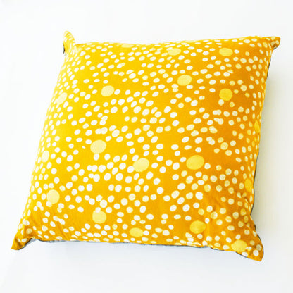 Rustic Loom Maize Gold Coral Dot Batik Blockprinted Cotton Pillow