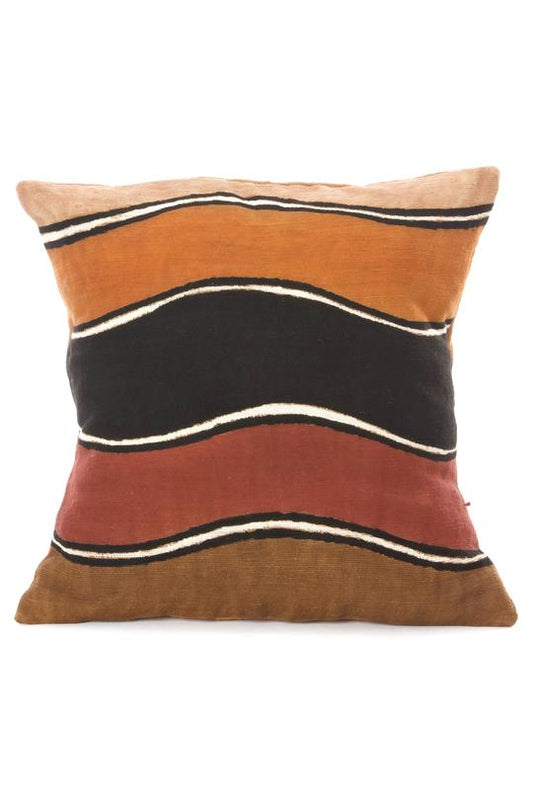 Swahili African Modern Mali Terrain Organic Cotton Pillow