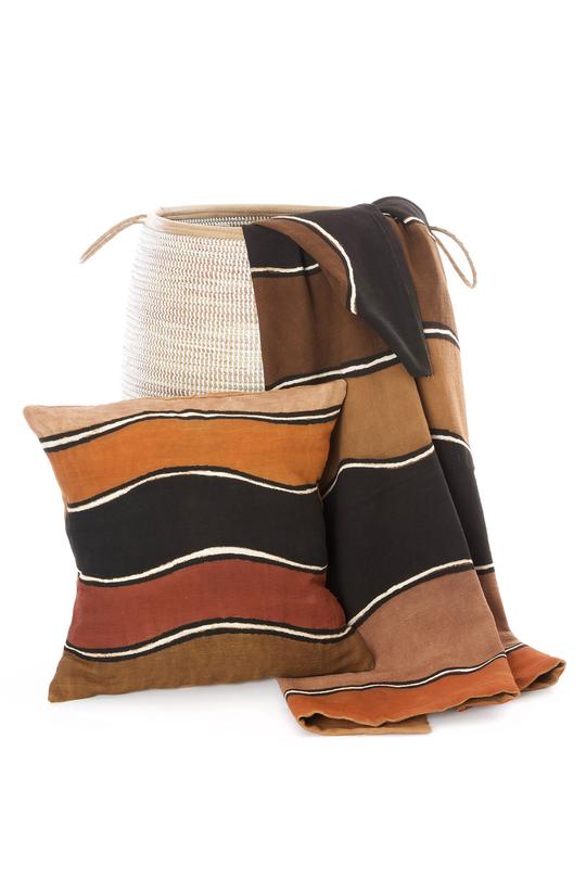 Swahili African Modern Mali Terrain Organic Cotton Pillow