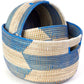 Swahili African Modern Set of Three Blue Herringbone Sewing Baskets