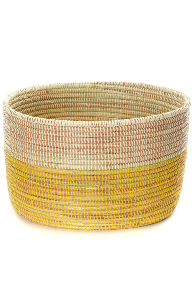 Swahili African Modern Lemon Dipped Knitting Basket