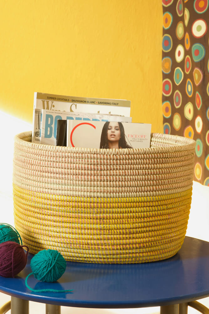 Swahili African Modern Lemon Dipped Knitting Basket