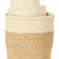 Swahili African Modern Set of Three Beige and Cream Twill Sisal Nesting Baskets