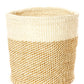Swahili African Modern Set of Three Beige and Cream Twill Sisal Nesting Baskets