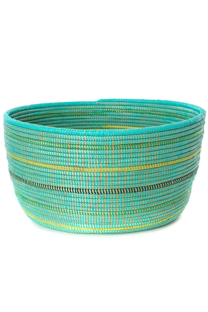 Swahili African Modern Seaside Stripes Knitting Basket