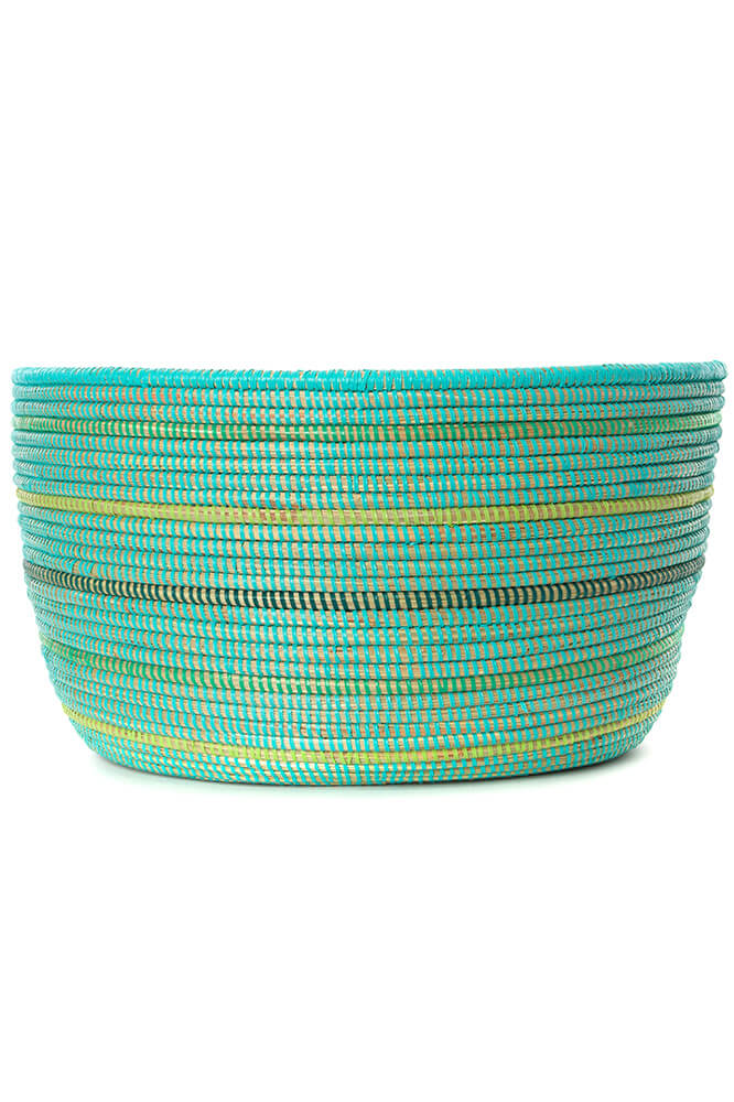 Swahili African Modern Seaside Stripes Knitting Basket