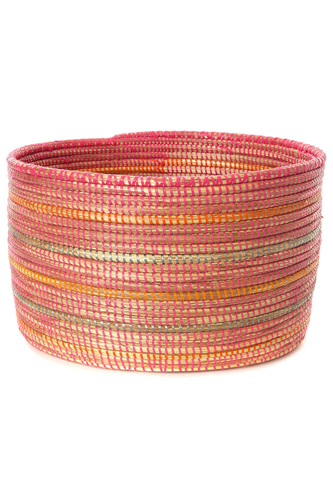 Swahili African Modern Sunrise Stripe Knitting Basket