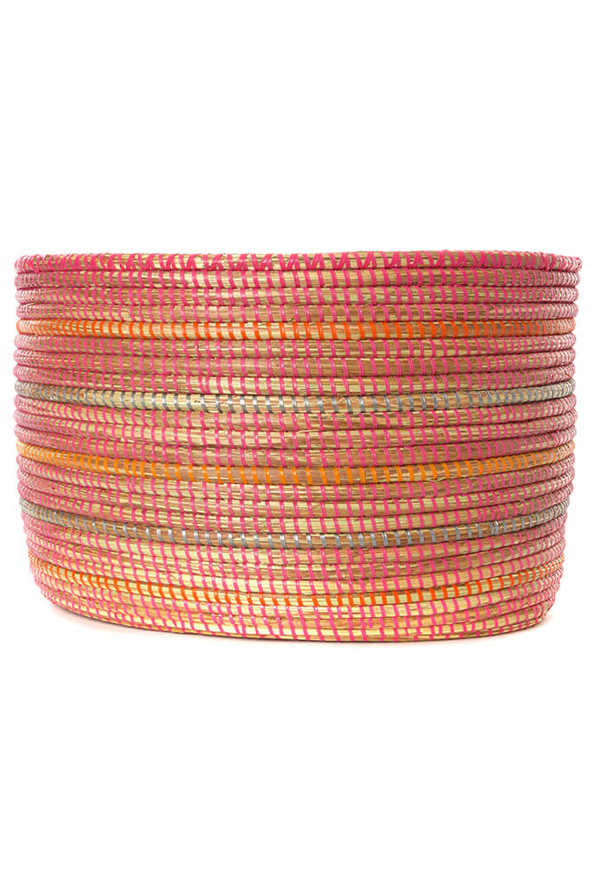 Swahili African Modern Sunrise Stripe Knitting Basket