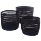 Swahili African Modern Set of Three Raven Veta Vera Lace Weave Basket Bins