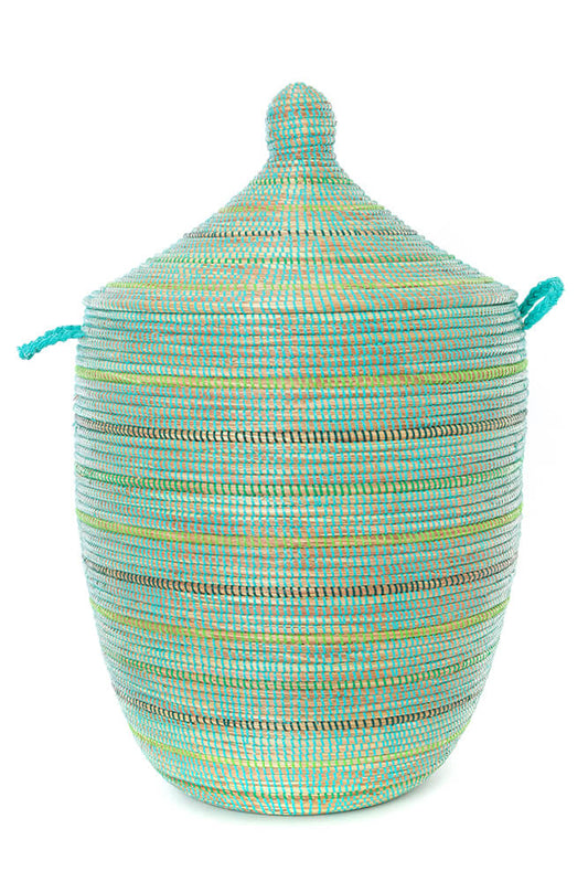 Swahili African Modern Seaside Stripes Large Laundry Hamper Basket
