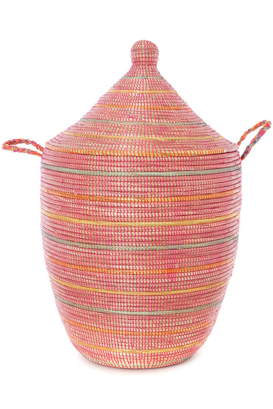 Swahili African Modern Sunrise Stripes Large Laundry Hamper Basket
