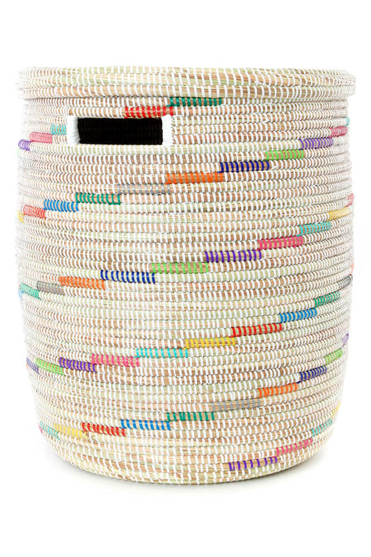 Swahili African Modern Vanilla Sugar Swirl Flat Lid Storage Basket