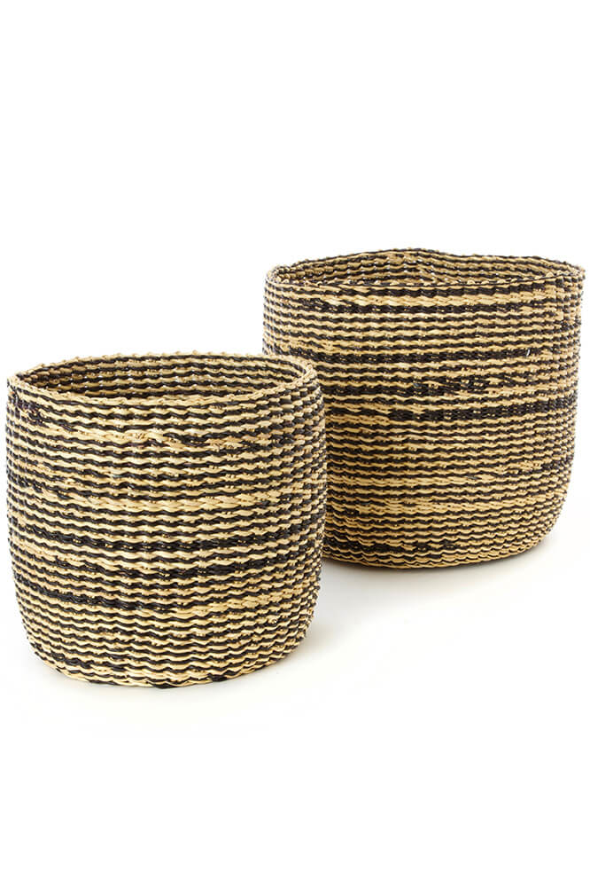 Swahili African Modern Veta Vera Grass Half Dip Nesting Baskets