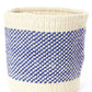 Swahili African Modern Set of Two Blue and Cream Twill Sisal Nesting Baskets
